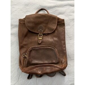 Vintage 90s Leather Backpack By Roots Of Canada Brown Patina Beck Ola Star Trek